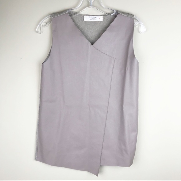 Zara Tops - Zara Knit faux leather and knit asymmetrical top